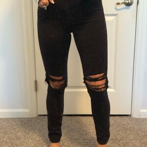 Women's Black Distressed Jeans